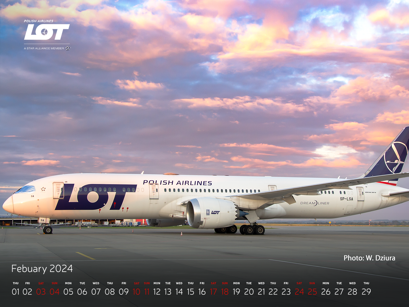 Dreamliner from the LOT fleet parked on the airport apron